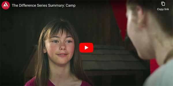 Girl being interviewed at diabetes camp