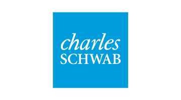 Charles Schwab in white letters on blue square