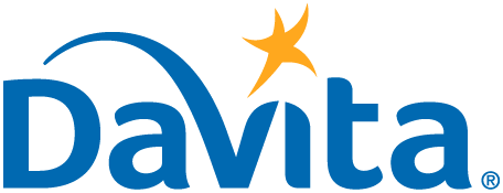 Blue DaVita logo with gold star over i